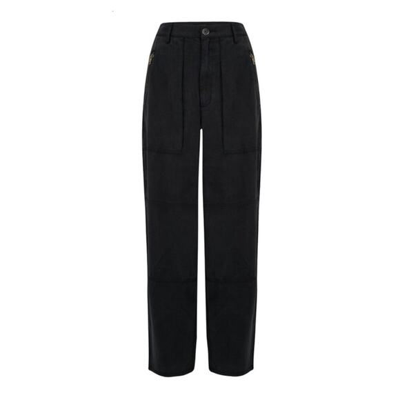 J Brand Noelle Carpenter High Rise Trouser Pants in Washed Black - Picture 2 of 8